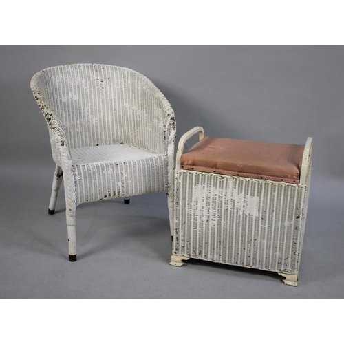 496 - A White Painted Loom Chair and a Loom Box Stool