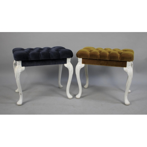 498 - Two Modern Stools with Buttoned Upholstered Tops