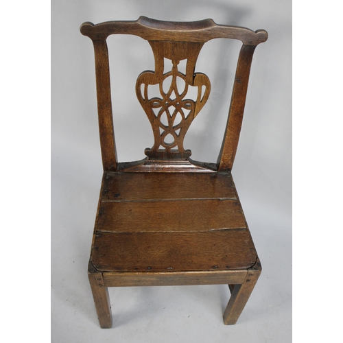 510 - An 18th/19th Oak Framed Chair with Pierced Framed Splat, with Some Condition Issues