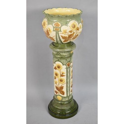 62 - A Bretby Majolica Glazed Jardinière on Stand, 95cms High