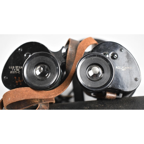 83 - A Pair of Cased WWII Binoculars with War Department Stamp by Rel/Canada, 1944