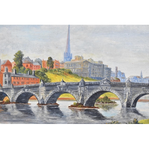 138 - A Gilt Framed Oil on Board, The English Bridge, Shrewsbury by Gordon Barnett, 24x19cm