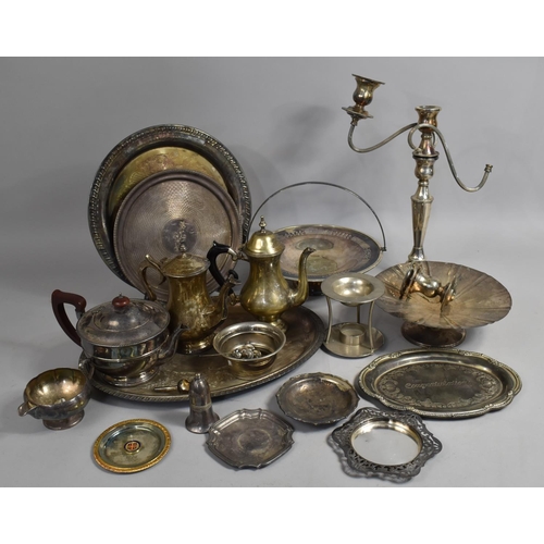 297 - A Collection of Various Silver plated Items to include Coffee Pot, teapot, Three Branch Candelabra (... 