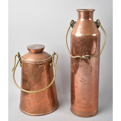 30 - Two 19th Century Copper Milk Carriers/Churns, J. T. 1886, Tallest 30cms High