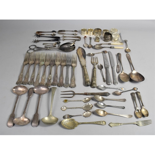 302 - A Collection of Various Silver Plated Flatware, King Pattern Forks, Fish Servers, Souvenir Spoons, S... 