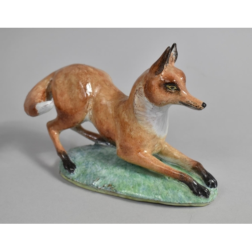 354 - A Glazed Studio Pottery Study of a Fox, Monogrammed Makers Mark to Base, 13cm high