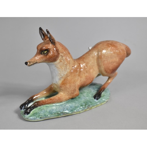 354 - A Glazed Studio Pottery Study of a Fox, Monogrammed Makers Mark to Base, 13cm high