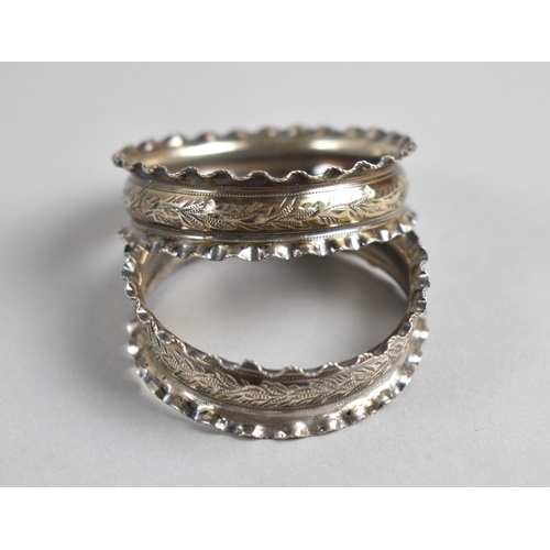 359 - A Pair of Silver Napkin Rings by William Oliver, Hallmark for Birmingham 1900, the Rings of Crimped ... 