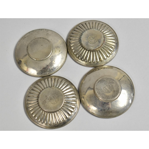 363 - A Collection of Four White Metal and Butterfly Wing Dishes, 7cm diameter