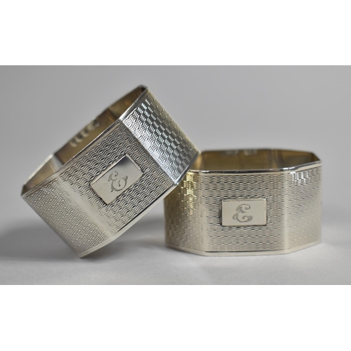 376 - Two Early 20th Century Napkin Rings, having Monogrammed Plaque 