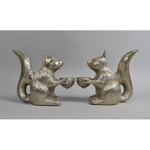 38 - A Pair of Marks and Spencers Tealight Holders in the Form of Seated Squirrels with Acorns, 16cms Hig... 