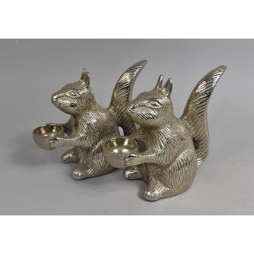 38 - A Pair of Marks and Spencers Tealight Holders in the Form of Seated Squirrels with Acorns, 16cms Hig... 