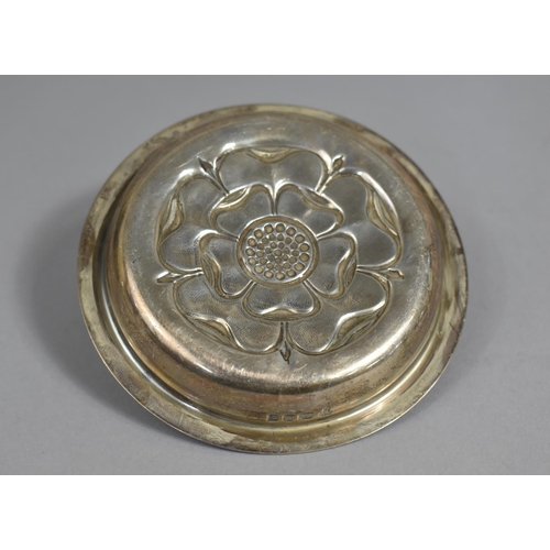 381 - A Silver Dish with Embossed Yorkshire Rose by C J Vander Ltd, London Hallmark, 9.4cm diameter, 67.4g