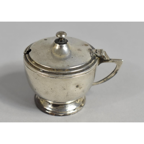 382 - An Early 20th Century Silver Mustard Pot, Birmingham Hallmark, Complete with Blue Glass Liner