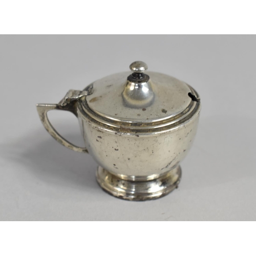 382 - An Early 20th Century Silver Mustard Pot, Birmingham Hallmark, Complete with Blue Glass Liner