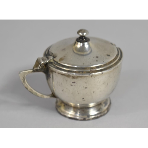 382 - An Early 20th Century Silver Mustard Pot, Birmingham Hallmark, Complete with Blue Glass Liner