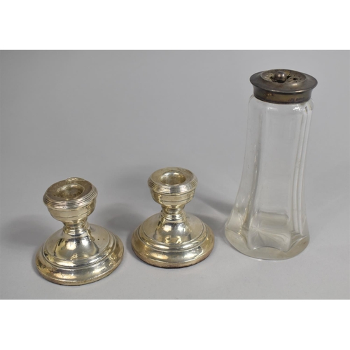 383 - A Pair of Silver Dwarf Candlesticks by Henry Clifford Davis, Weighted Bases, Birmingham Hallmark, 6c... 