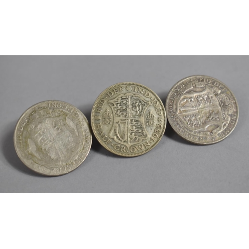 386 - Three George V Silver Half Crowns