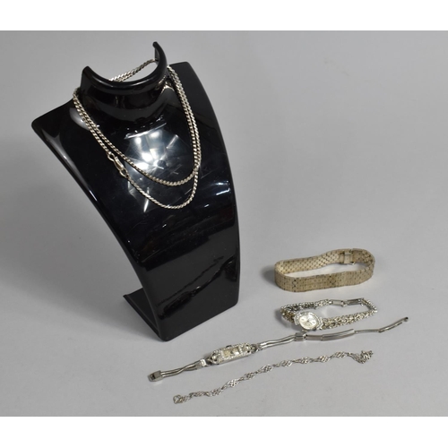 387 - A Collection of Various White Metal and Silver Plated Jewellery to Include Chains, Watches etc