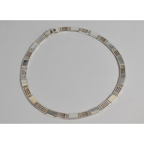 388 - A Silver Necklace of Gate and Solid Panel Form, 55.5g