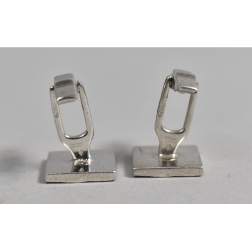 389 - A Pair of Silver Cufflinks with Having Starburst Square Tops, Stamped to Bars