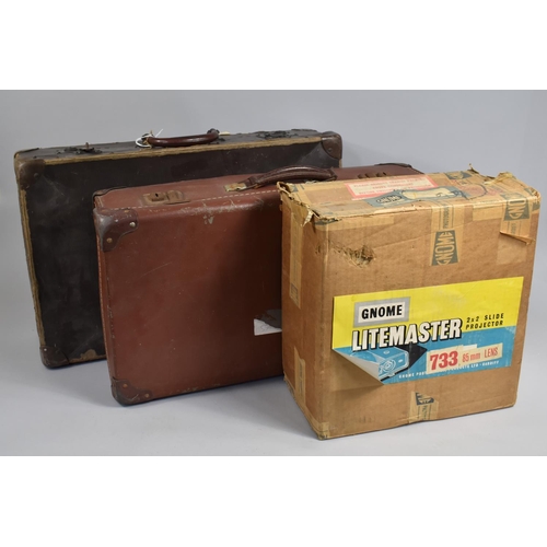 410 - Two Vintage Suitcases together with a Gnome Litemaster Projector