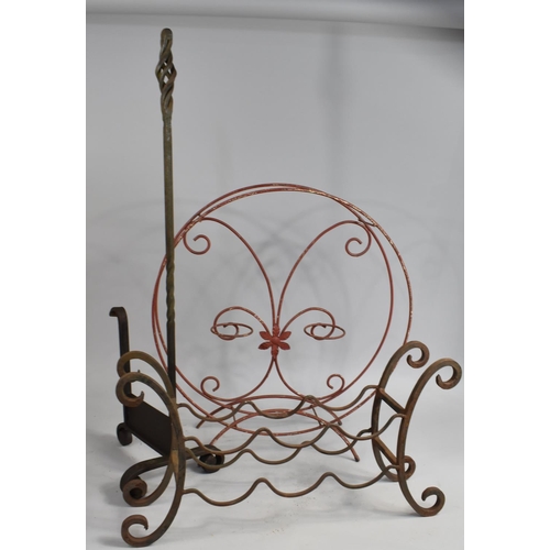 415 - A Collection of Various Wrought Iron to include Plant Stand, Fire Dog and a Rectangular Plant Pot St... 