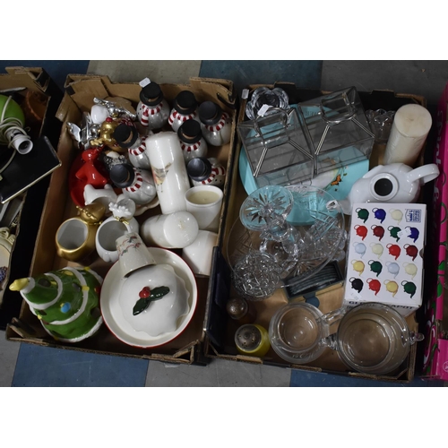 428 - Two Boxes of Various Items to comprise Various Christmas Ornaments, Tazza, Glassware, Lanterns Etc