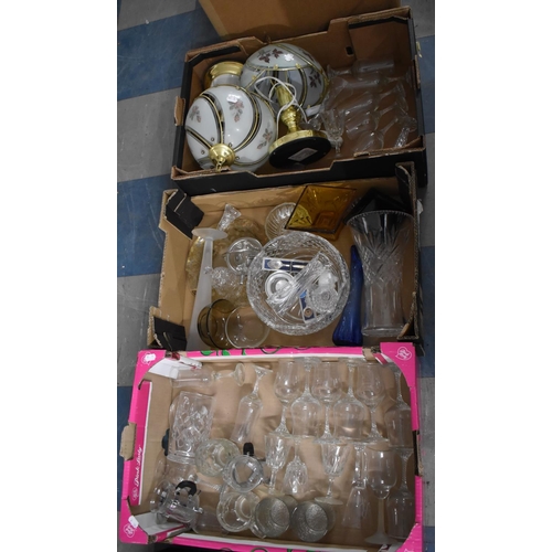 429 - Three Boxes of Various Glassware, Table Lamps Etc