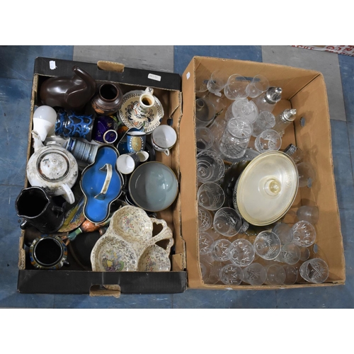 431 - Two Boxes of Various Glass and Ceramics to comprise Noritake, Cut Glass Etc