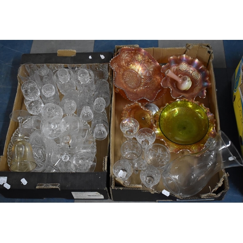 432 - Two Boxes of Various Glassware to include Cut Glass, Carnival Glass Etc