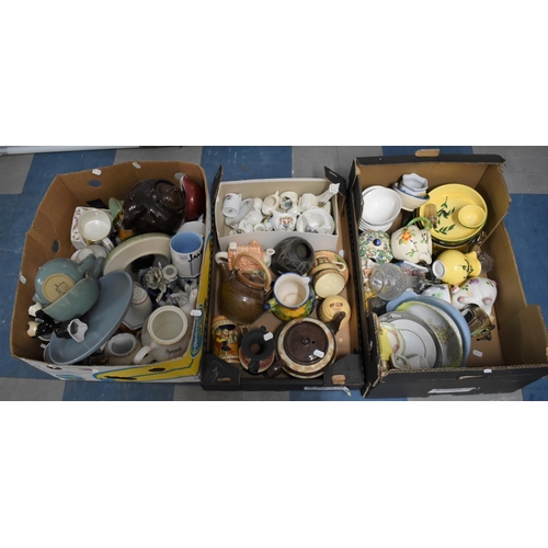 433 - Three Boxes of Various Ceramics to include Crested Ware, Denby Etc