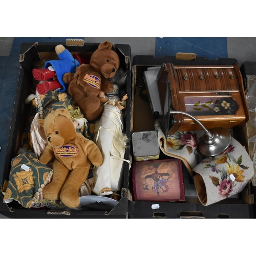 437 - Two Boxes of Various Sundries to comprise Paddington Bear, Dolls Etc