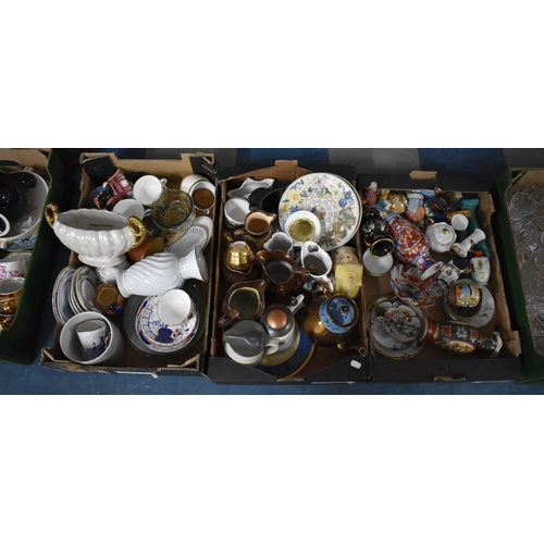 439 - Three Boxes of Various Ceramics to comprise Imari vase, Oriental Items, Lustre Jug, Teapot Etc