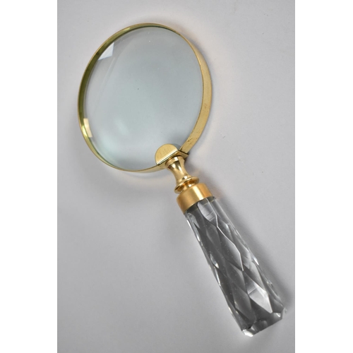 45 - A Modern Desktop Magnifying Glass with Faceted Glass Handle, 22cms Long