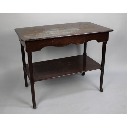 466 - A Stained Two Tier Side Table, Requiring Upgrading, 92cm wide