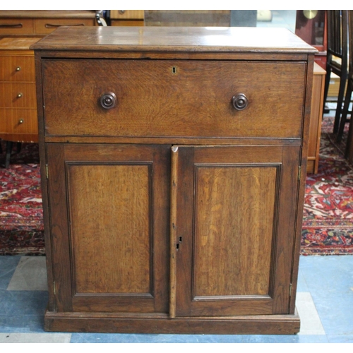 468 - A 19th Century Oak Secretaire Base with Pull Out Fitted Drawer, 89cm wide