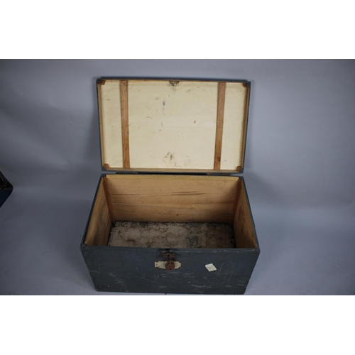 478 - A Vintage Wooden Officer's Travelling Trunk, 80cm wide