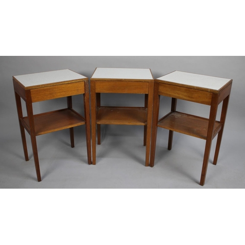 486 - A Set of Three 1970's Bedside Tables with Single Drawers