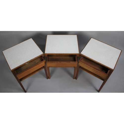 486 - A Set of Three 1970's Bedside Tables with Single Drawers