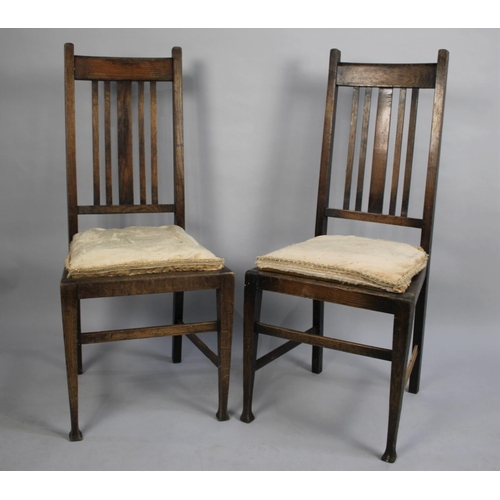 497 - A Pair of Edwardian Oak Side Chairs