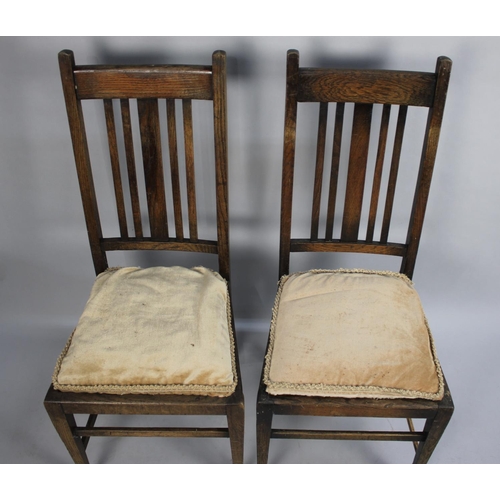 497 - A Pair of Edwardian Oak Side Chairs