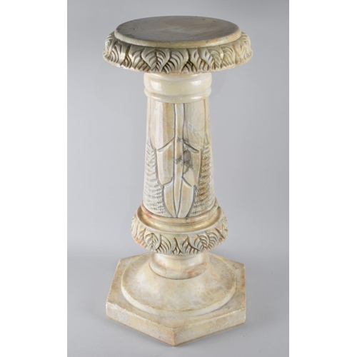 56 - A Heavy Marble Circular Topped Torchere Stand with Carved Decoration on Pentagonal Base, Top 25cms D... 