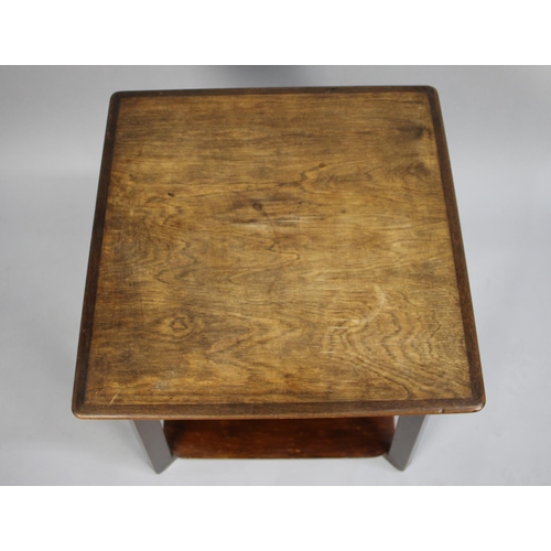 71 - A Late 20th Century Square Topped Coffee Table with Stretcher Shelf, 53cms Square