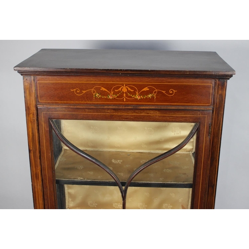 99 - An Edwardian Mahogany Display Cabinet with Inlaid and Painted decoration, 58cms Wide