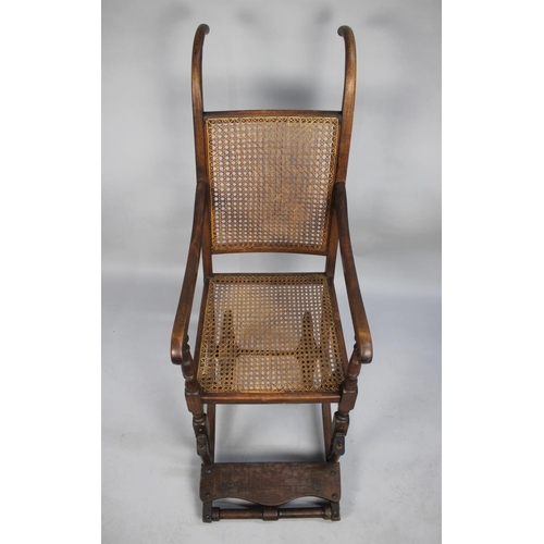 59 - A 19th Century Oak Framed Invalid Cane Back and Seated Wheelchair