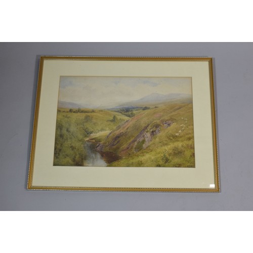 179 - A Framed Watercolour of Welsh River Valley, Monogrammed For W. Eyre Walker. 45.5cm x 31.5cms