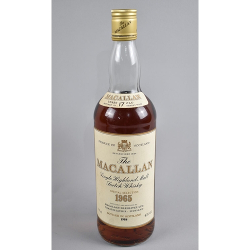 112 - A Bottle for The Macallan Single Highland Malt Scotch Whisky, Special Selection 1965, Bottled 1984, ... 