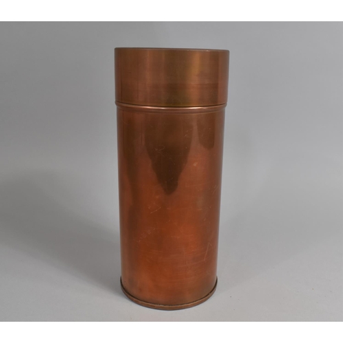 117 - A Cylindrical Copper Military Canister within Canister to contain Flares or Explosives, Lid Inscribe... 