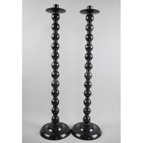 118 - A Tall Pair of Modern Bobbin Candlesticks, 60cms High